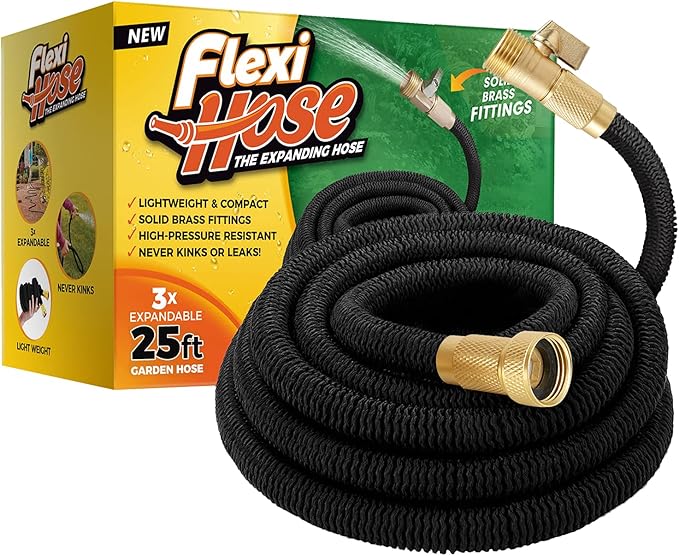 Flexi Hose Lightweight Expandable Garden Hose, 25FT -Retractable Garden Hose by FlexiHose