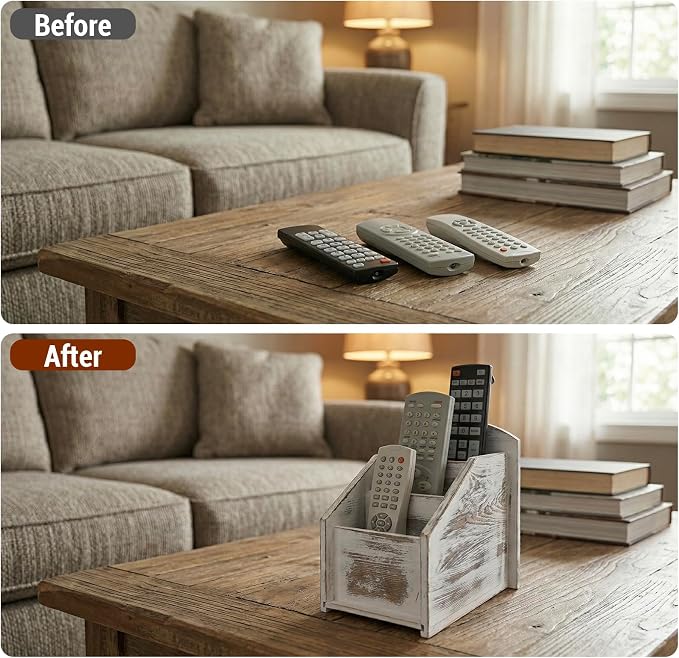 MyGift TV Remote Control Holder, Modern Farmhouse Decor, - Image 3