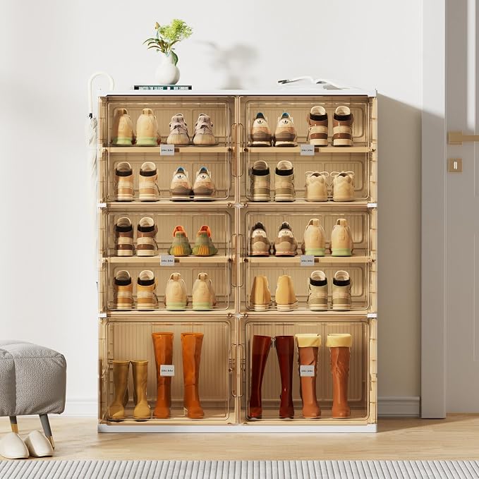 JEKO&JEKO 5 Tiers Foldable Boot and Shoe Storage Rack Cabinet - Image 4