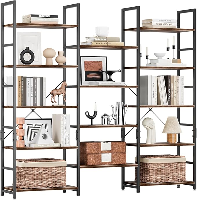 NUMENN Triple 5 Tier Bookshelf, Wide Book Shelf - Image 3