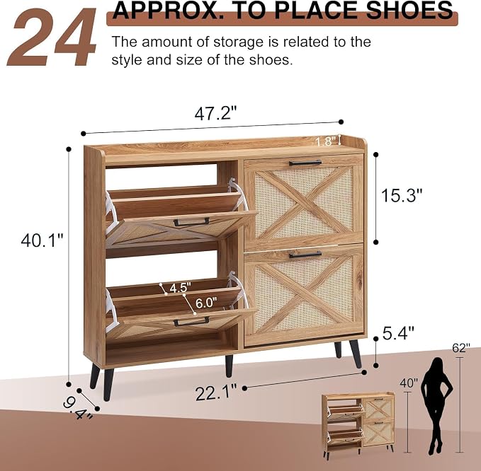 Shoe Storage Cabinet, Boho Shoe Organizer - Image 2
