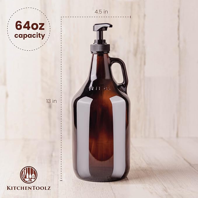 Large Amber Pump Bottle for Salons, Conditioner, Hair Serum, Gel - Image 2