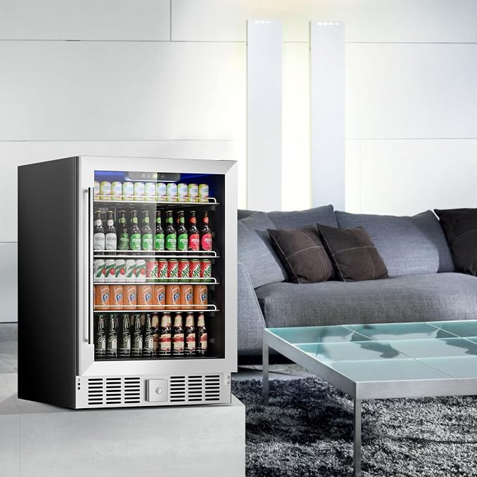 Beverage Refrigerator Cooler, 182 Can Mini Fridge Glass Door - Image 7