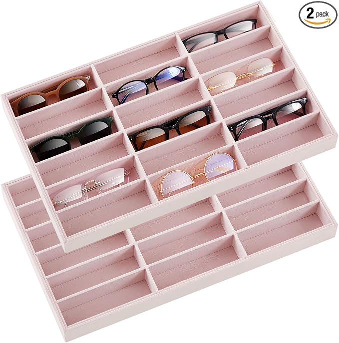 Amylove 2 Pcs Sunglass Organizer Trays Glasses Stackable Jewelry Trays Sunglass by Amylove