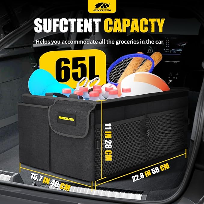 MIKKUPPA Car Trunk Organizer - 65L Collapsible Trunk Organizer - Image 2