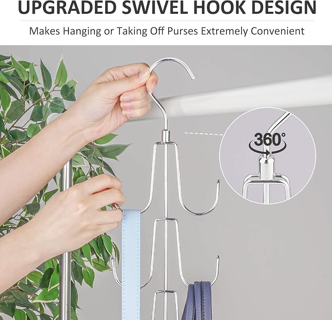 ZEDODIER Purse Organizer for Closet, Rotatable Purse Hanger Bag Holder - Image 2