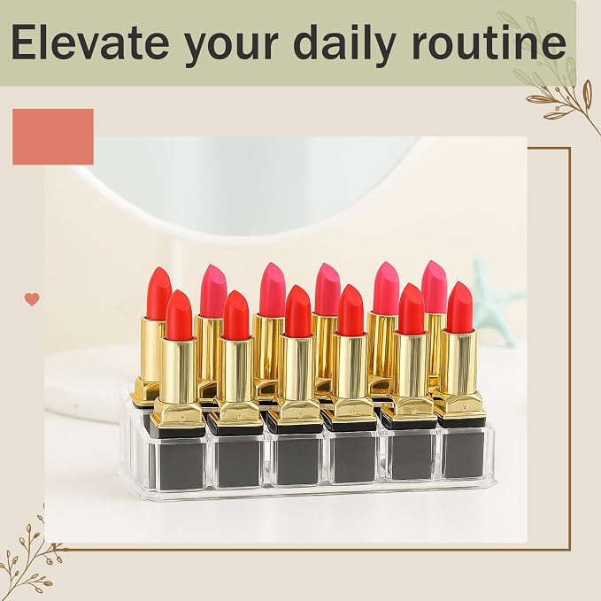 4 Pack Lipstick Organizer, 12 Slot Clear Acrylic Lipstick Holder, Makeup - Image 6