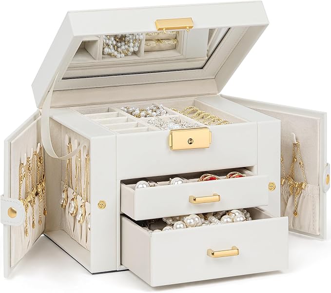 TORIBIO Jewelry Box for Women, Leather Jewelry Organizer by TORIBIO