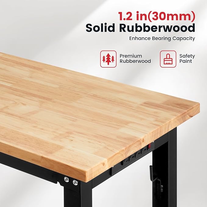 60 Inch Workbench for Garage Adjustable Height Work Bench - Image 2