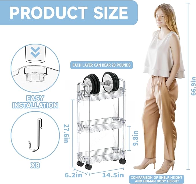 Yieach 3 Tier Rolling Cart - Image 2