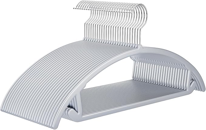 MIZGI Premium Plastic Hangers Heavyduty- Gray No Shoulder Bump Suit Hangers by MIZGI