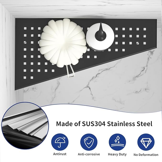 Corner Shower Shelf, Matte Black 12" Trapezoid Grout in Shampoo Shelf, 304 - Image 4