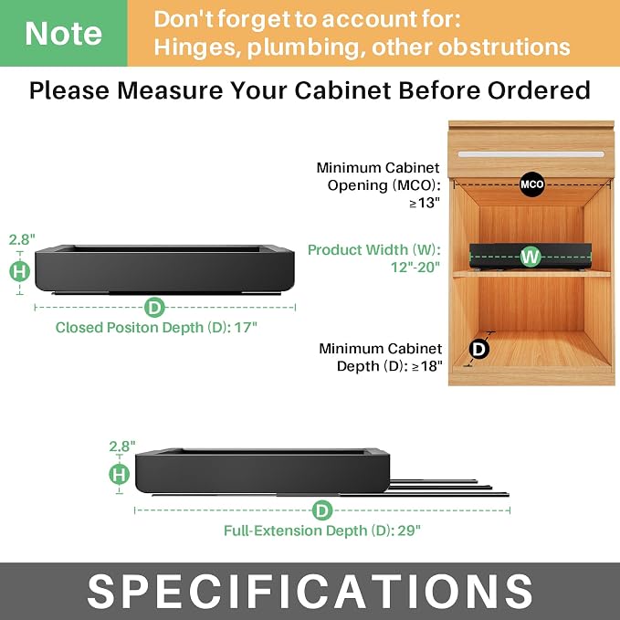 Kitstorack Pull out Cabinet Organizer, Expandable Heavy Duty Slide out Drawer - Image 2