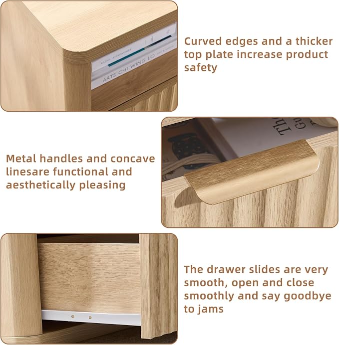 LEYAOYAO 31" Wide Fluted Nightstand - Image 7