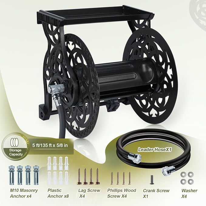 Metal Decorative Garden Hose Reel, Heavy Duty Hose Holder - Image 6
