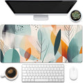 Desk Pad, Abstract Colorful Leaves Desk Mat, Abstract Line Art Large Gaming by Eflxamz