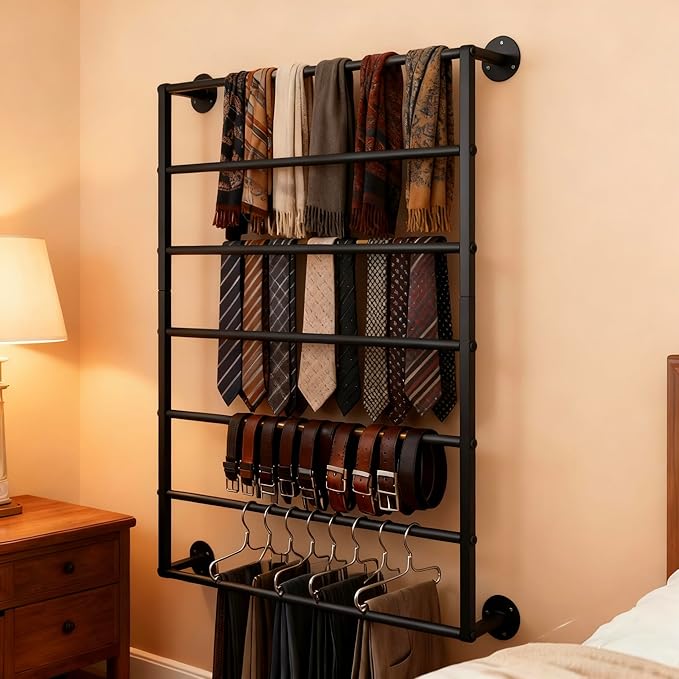 Wall Mounted Display Rack, 7-Layer Wrapping Paper Ribbon Organizer Scarves Tie - Image 2