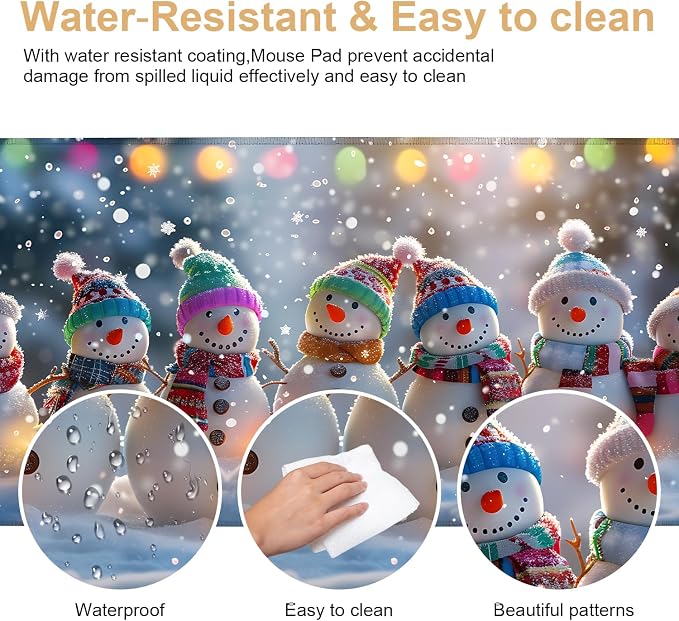 Large Mouse Pad, Snowman Christmas Desk Mat, Extended Gaming Mouse Pad - Image 7