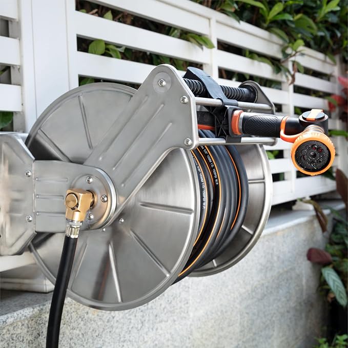 Giraffe Tools Stainless Steel Garden Hose Reel - Image 9