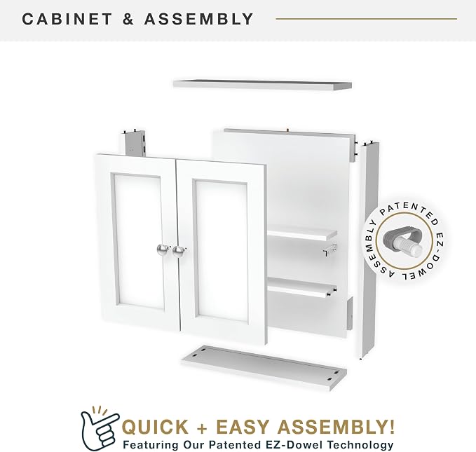 MCS 23x18 White Medicine Cabinet Organizer, Wall Mounted 2-Door Bathroom Cabinet - Image 6