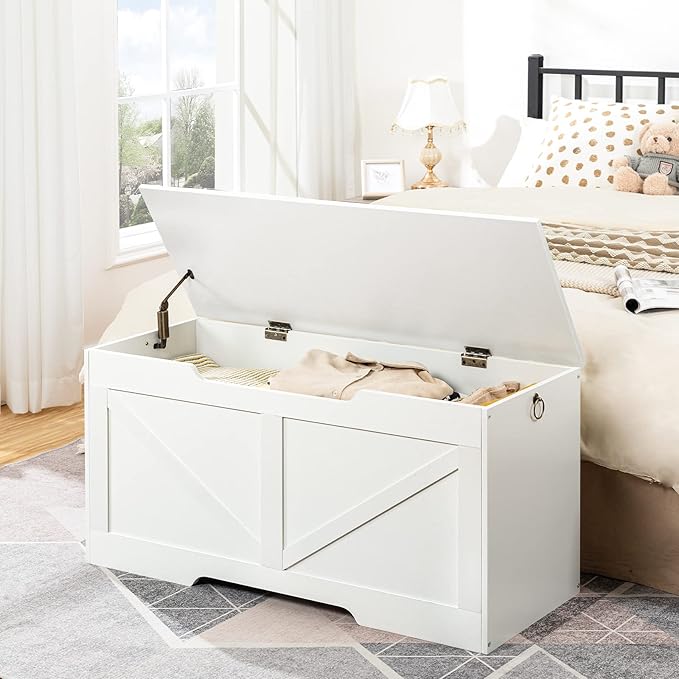 HOOBRO Storage Bench, 39.4” Retro Wooden Storage Chest - Image 4