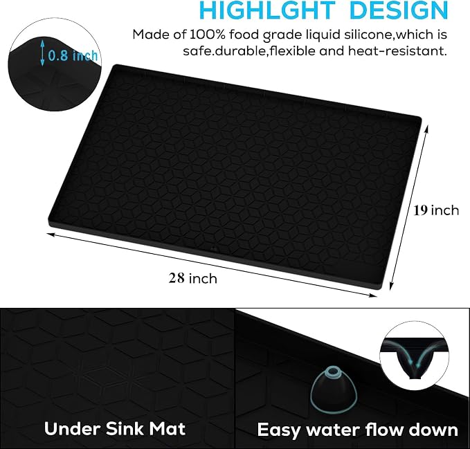 Under Sink Mat for Kitchen Silicone Waterproof Under Sink Liner, Flexible Sink - Image 3