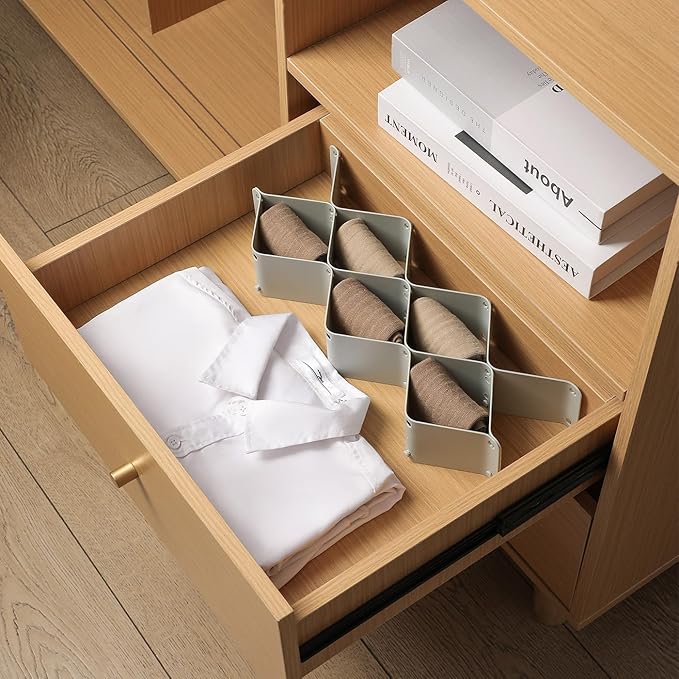 ROUFA Sock Drawer Organizer for Dresser, Honeycomb Underwear Dividers for Women - Image 6
