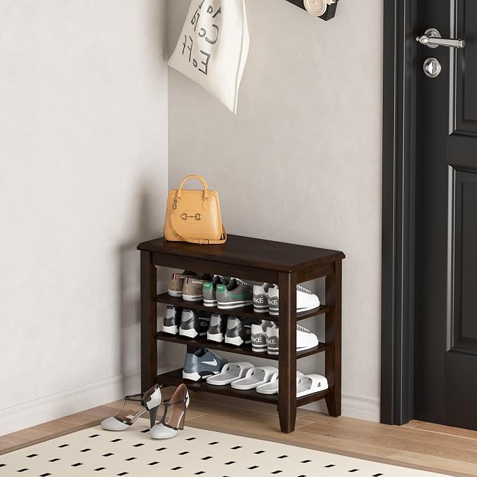 Shoe Bench Storage Rubberwood, Entryway Bench - Image 2