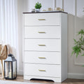 White Dresser for Bedroom, Tall 5 Drawer Dressers & Chests of Drawers