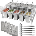 Kalolary 10 Pans Pizza Topping Storage Station, 2 Row Adjustable Stainless by Kalolary