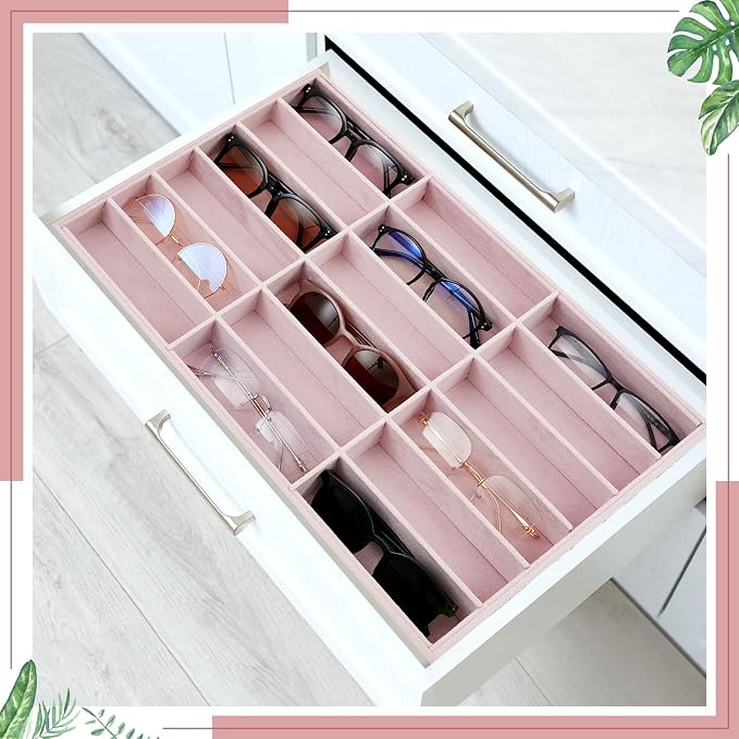Amylove 2 Pcs Sunglass Organizer Trays Glasses Stackable Jewelry Trays Sunglass - Image 5
