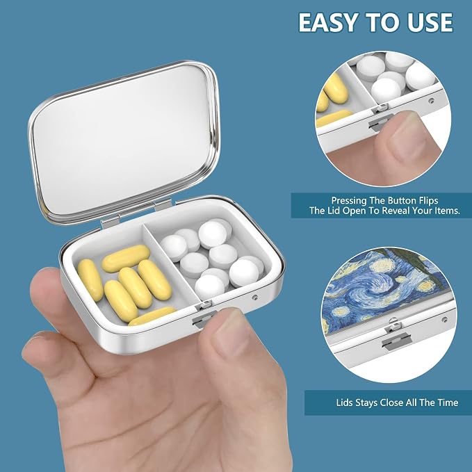 Pill Box 2 Compartment Small Pill Case, Portable - Image 4