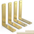 Gold Heavy Duty Shelf Brackets 4 Inch, Rustic Gold Iron L Shelf