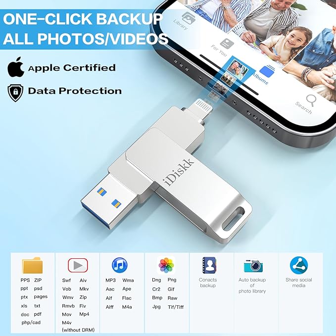App-le Mfi Certified 128GB iDiskk iPhone Flash Drive, - Image 3