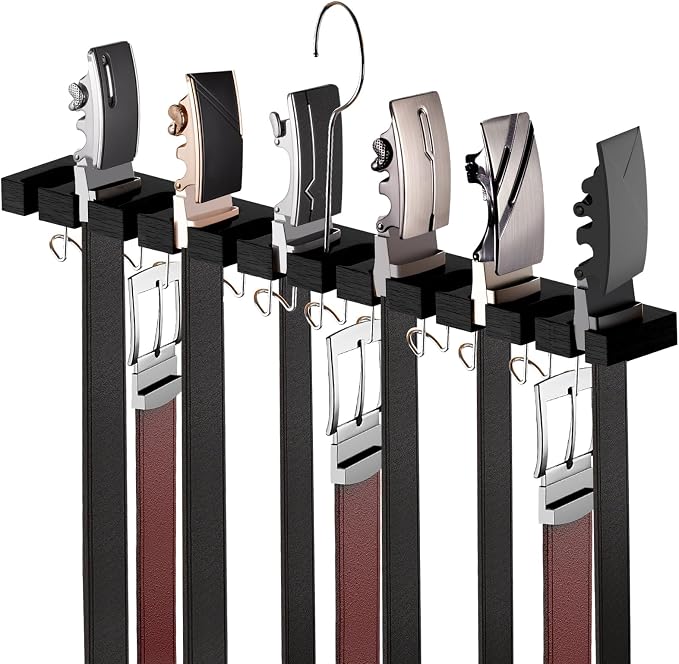 Belt Hanger for Closet Max 42 Belts, 2-in-1 Wall Mount Belt Organizer by Cuipingoo