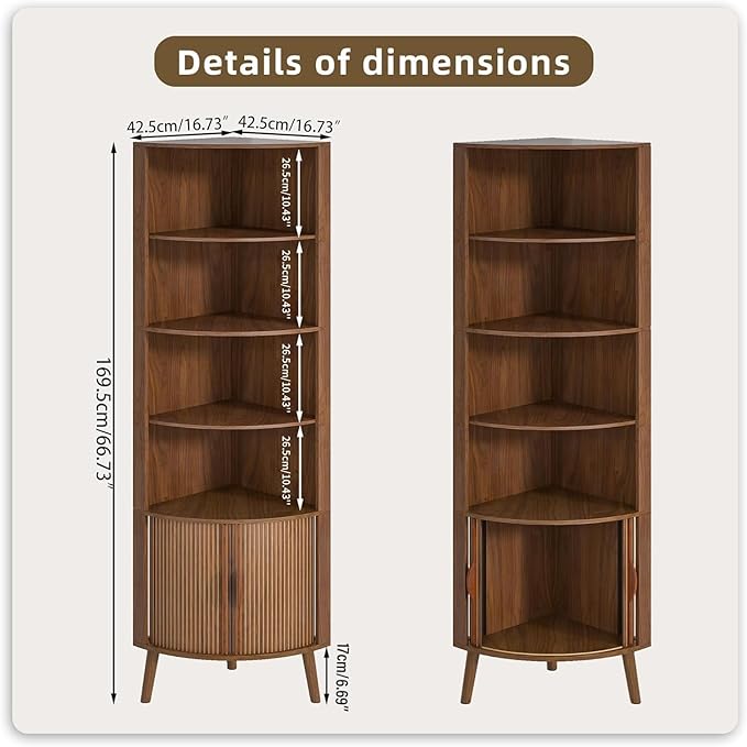 Corner Cabinet, 66.73'' Tall Modern Corner Bathroom Storage Cabinet - Image 2