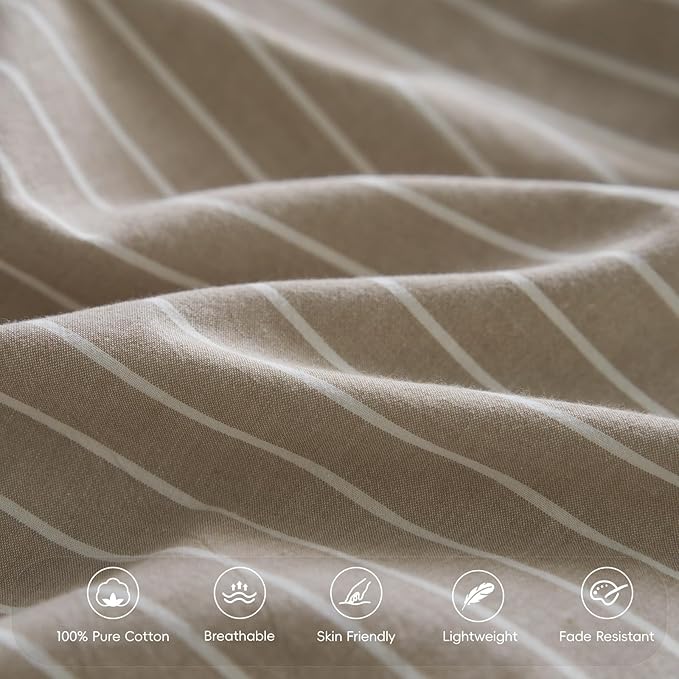 MooMee Bedding Pillowcases Striped Pack of 2 100% Washed Cotton Linen Like - Image 5