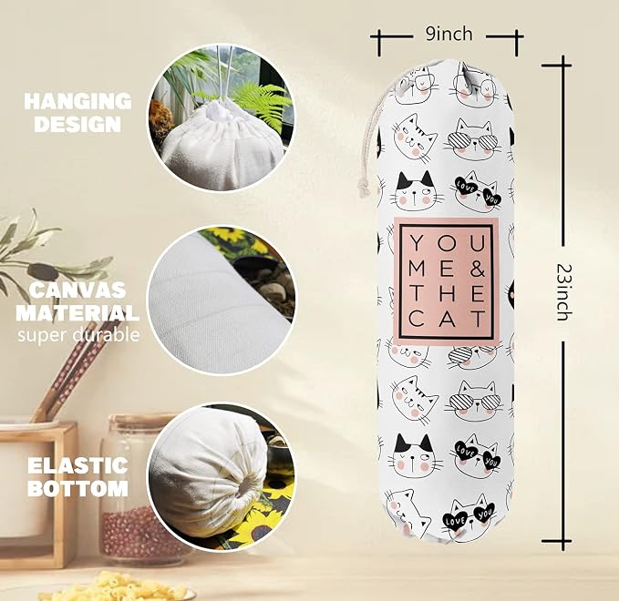 Funny You Me & The Cat, Grocery Bags Holder Organizer - Image 2