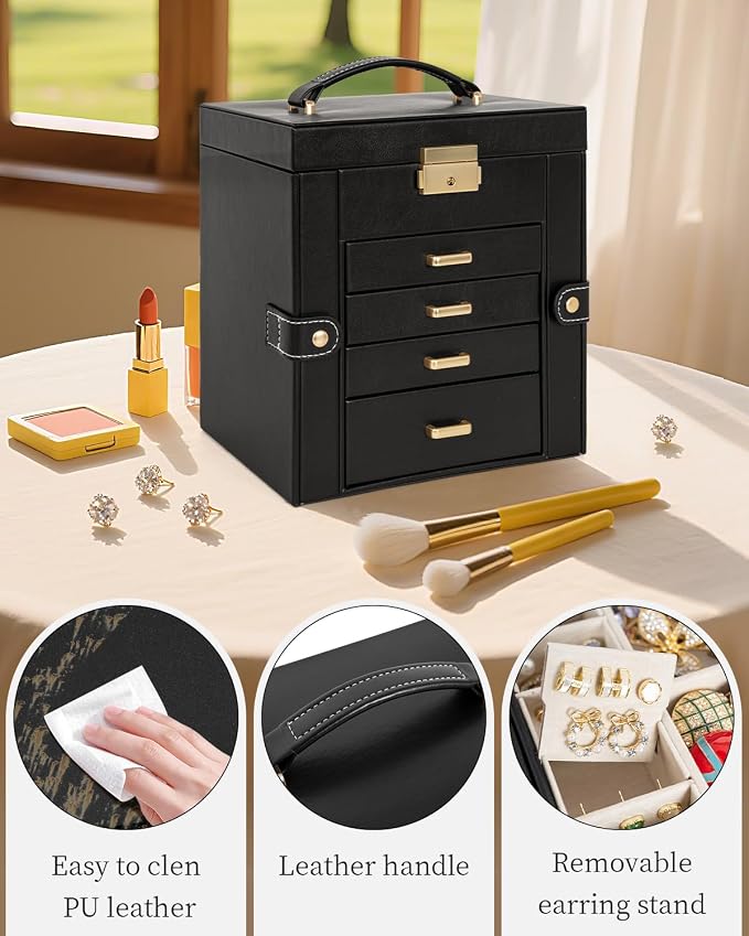 TORIBIO Jewelry Box for Women, Leather Jewelry Organizer - Image 6