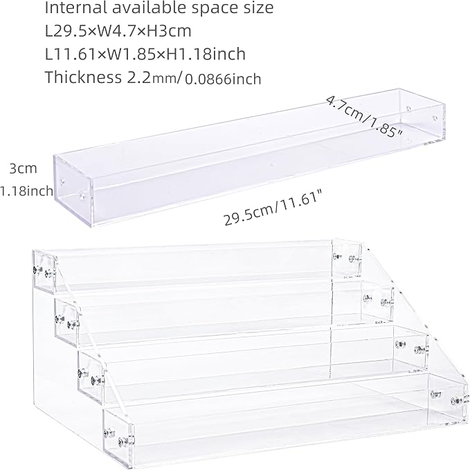 Kingtaily Widen 4 Tiers Stand Shelf Holder Clear Acrylic Rack - Image 3