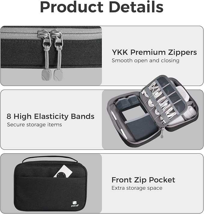 pack all Electronic Organizer Plus, Larger Capcity Cable Organizer Bag - Image 7