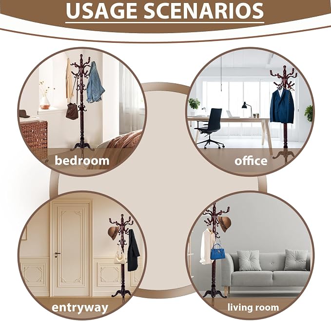 Solid Wooden Coat Rack Stand, Coat Racks Freestanding - Image 7