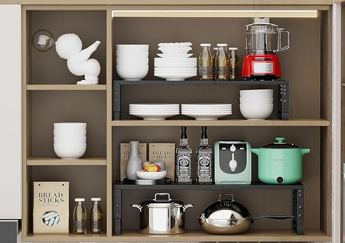 Expandable Cabinet Shelf Organizer, Storage Spice Rack, Stackable Adjustable - Image 3