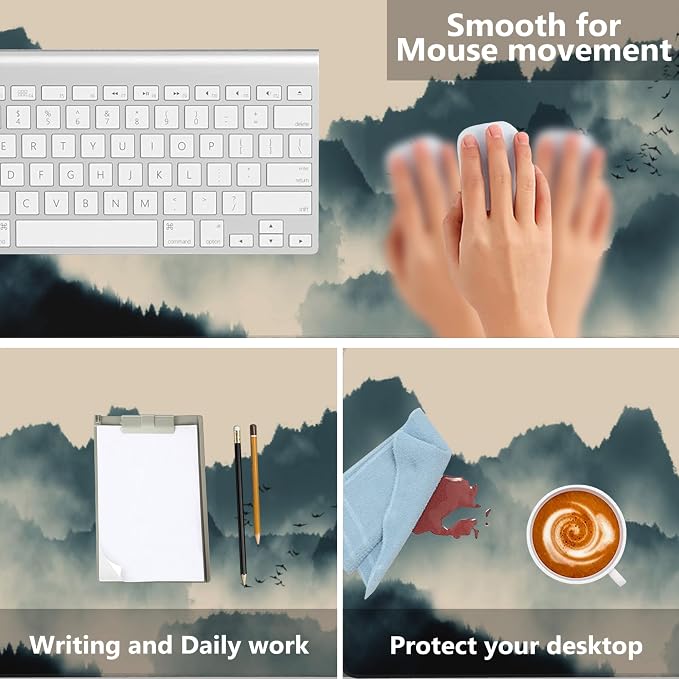 Gaming Mouse Mat Ink and Water Landscape Painting Large Mouse Pad Extended - Image 4