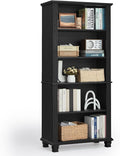 70" Tall Black Bookshelf, 5 Tier Wooden Book Shelf by SAVORLIFEFurniture