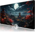 Japanese Full Moon Large Mouse Pad, Gaming Keyboard Desk Pad, Extended Mouse by BAHDSISFA