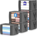 90 L Large Storage Bags, 6 Pack Clothes Storage Bins Foldable Closet Organizers by BuddingJoy-BuildaJoyfulLifeforYou