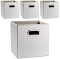PRANDOM Leather Foldable Cube Storage Bins 11x11 inch Fabric Storage Baskets by Prandom