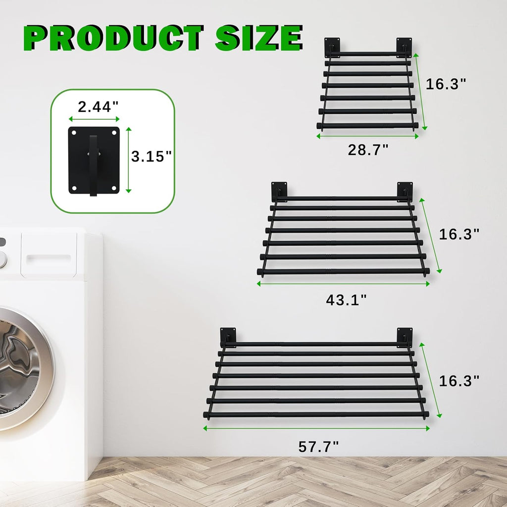 Wall Mounted Drying Rack, 43 Inches Wall Laundry Drying Rack