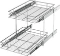LOVMOR 2 Tier Individual Pull Out Cabinet Organizer 14" W x 18" D, Slide Out by LOVMOR